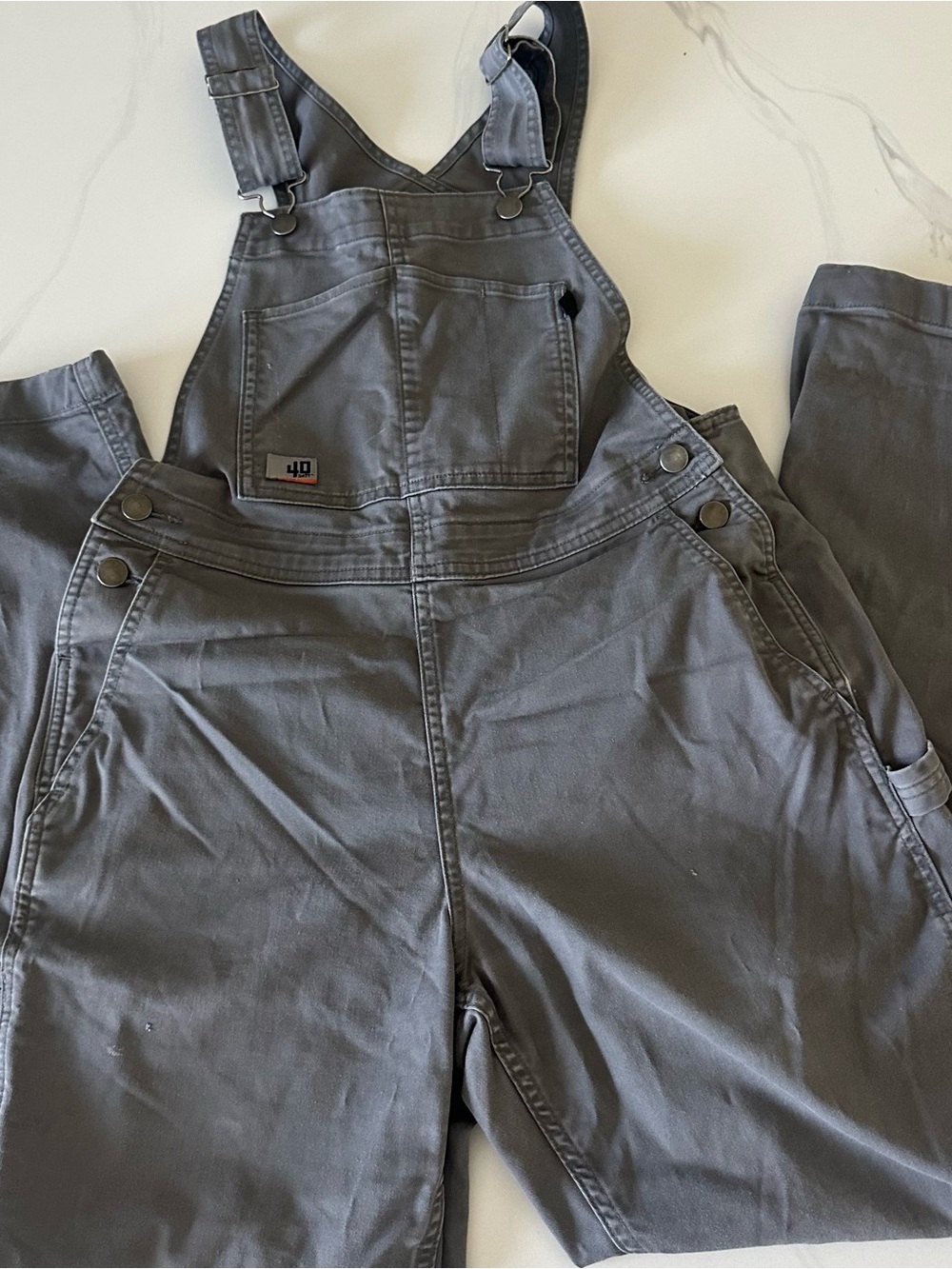 Duluth 40 Grit Flex Twill Bibs grey overalls size XS